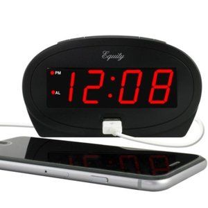 Equity .9 Inch Red LED Alarm with USB Charging Por